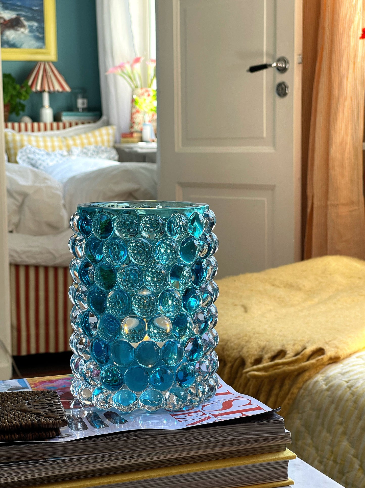 HURRICANE LAMP BOULE LARGE, Coral Blue