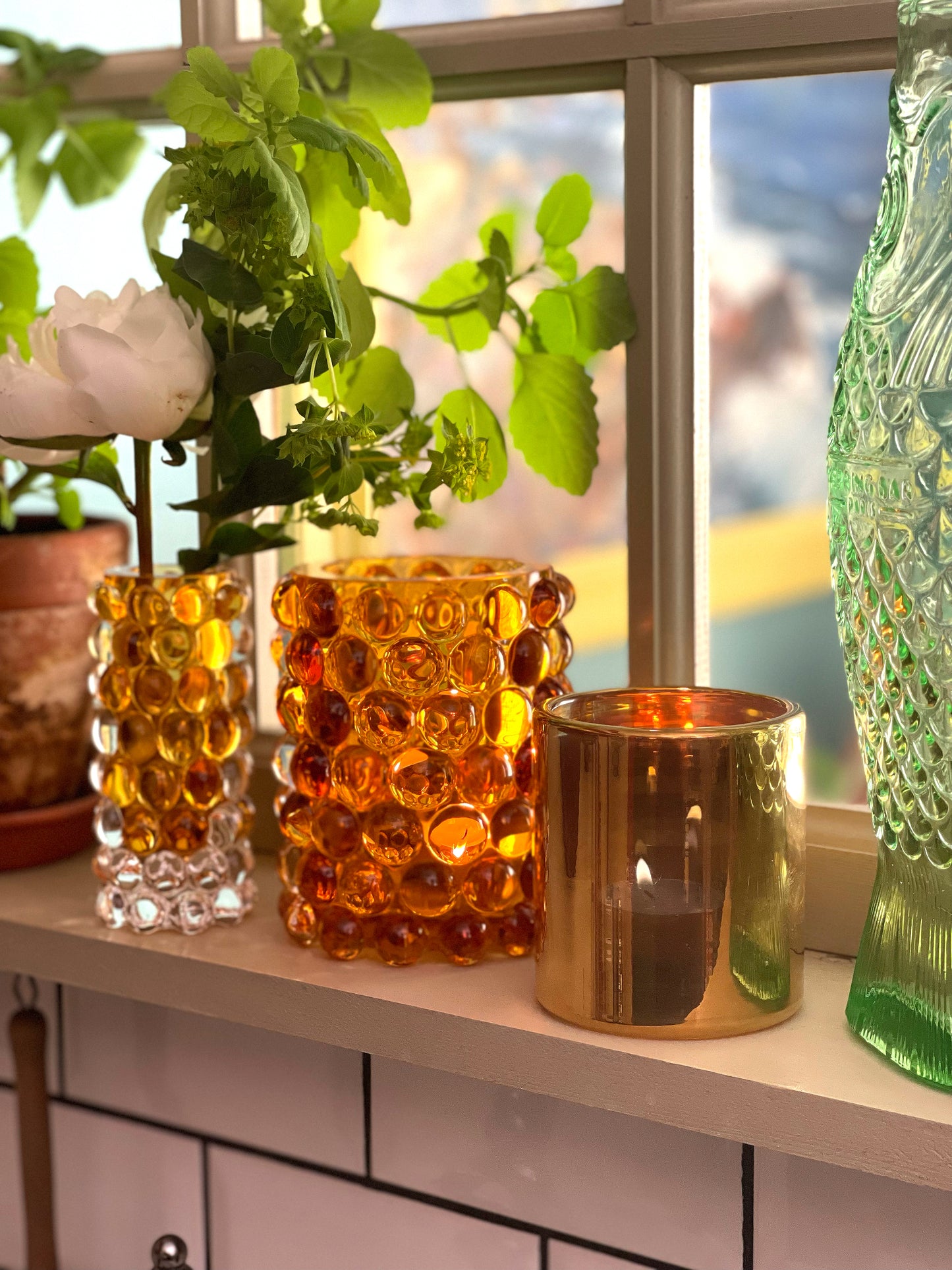 HURRICANE BOULE MINI, Amber Mini Vase