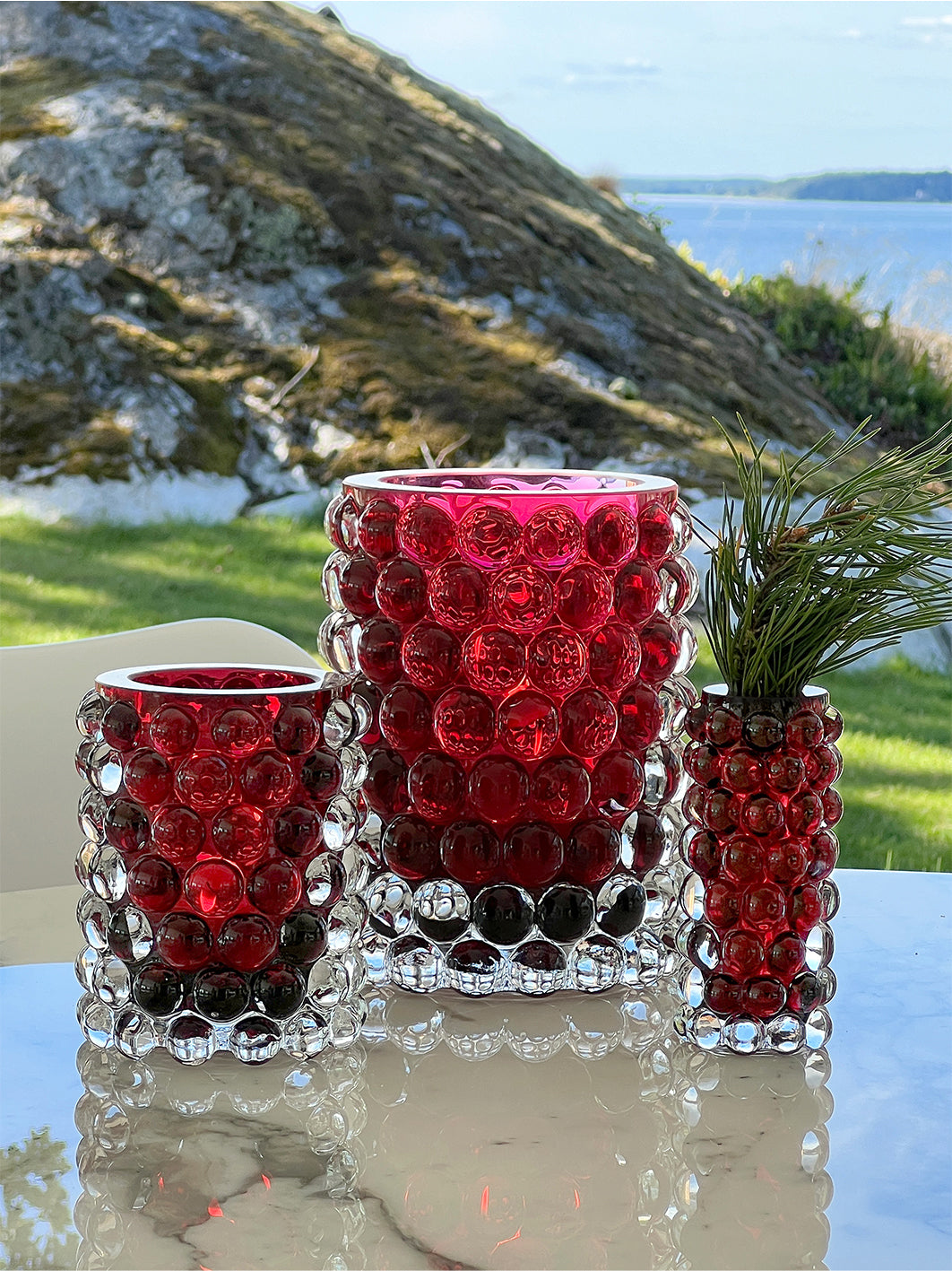 HURRICANE LAMP BOULE LARGE, Cardinal Red